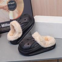 2025 Winter Children's Fleece-lined Clog Slippers: Warm Indoor Cotton Shoes for Boys and Girls 24/25 (170mm) white