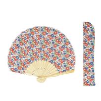 Onishi Ken Seihan LIBERTY Fan and Fan Case Gift Floral Set, Pattern, Red, 'Ripple' SGF30-LIA01