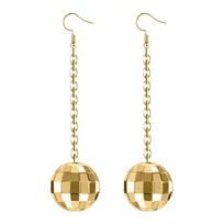 Stylish Retro Disco Ball Pendant Earrings - Exquisite, Creative, Festival Party Gift Jewelry beige