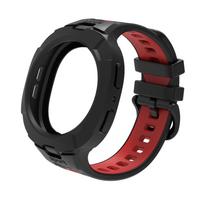 TPU Dirželis+Dėklas Samsung Galaxy Watch 8 40mm 44mm 8Classic 46mm Integruotas Rėmo Apsaugos Dangtelis Galaxy Watch 8 Apyrankei Galaxy Watch 8 44mm juoda/raudona