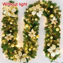 Christmas Decoration Rattan Garland Staircase Fireplace DIY Wreath Christmas Decoration Xmas Tree Rattan Home Wall Door beige