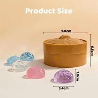 5Pcs Mini Dumplings With Steamer Bun Squeezable Toys Set Soft Stress Relief Crystal Squishy Fidget Sensory Toy Party Favors Gift brown