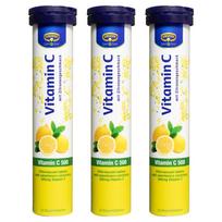 Kruger Vitamin C 500 Effervescent Vitamin Lemon Flavor 20 Tablets High-Dose Vitamin C Effervescent Tablets 3 pcs