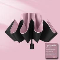 12-Rib Automatic Folding Umbrella, Large Dual-Person, Sun & Rain Protection, Anti-UV Sunshade. 8-rib manual black vinyl umbrella rožinė