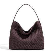 Vintage Frosted Large Capacity Tote Bag, Hand Woven Hand-held Single Shoulder Commuting Bag, Niche Design, Underarm Bag for Women