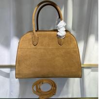 Womens Genuine Leather Tote Bag Soft Matte Finish Casual Handheld Crossbody Medium Size 32 cm aukso rudos spalvos