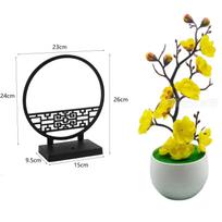 Elegant Chinese-Style Artificial fower Plum Blossom Bonsai Set with Screen Base - Perfect for Home and Office Decor,