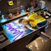Neymar Glow Party Customized Name Mouse Pad Desk Mouse Pad Study Desk Mat Non-Slip Rubber Bottom Office Desk Accessory 30cmx80cm