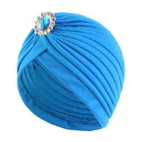 Casual Twist Retro Ethnic Turban Hat Turban Headbands Accessory Indian Hat Headwear Chemotherapy Cap Women blue