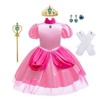 Kosinė princesė Peach Super Mario apranga Vidutinė-didelė Vaikams Luigi rožinė suknelė 140 cm pink