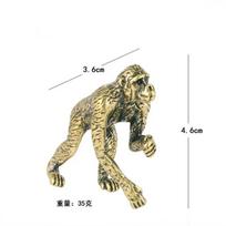 Solid Brass Gorilla Small Statue Office Desk Ornament Decoration Crafts Collection Animal Orangutan Figurine Miniature Toy Gifts A beige