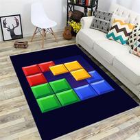Block Blast Kids Area Rug, Non-Slip Colorful Floor Mat with Cartoon Block Characters, Educational Carpet for Playroom 60x90cm( 23x35in )