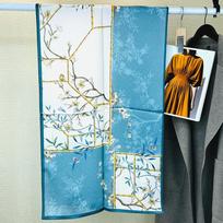 Šampano spalvos auksinio lotoso rašto šilkinis čiongsamas šalis moterims motinai šilkinių krepdešino skara motinos dienos dovana 53X170CM blue