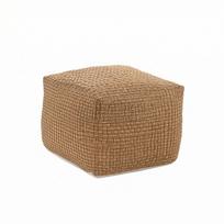 Austas grindų pufas su pagalve, kubas, patogus apmuštas pėdų suolas beige