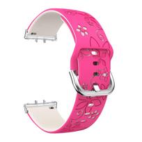 Dvipusė graviruota gėlių apyrankė Samsung Galaxy Watch Fit 3 išmaniajam laikrodžiui Silikoninė apyrankė Huawei Watch Fit 3 4 5Pro riešo apyrankės aksesuarai Huawei Watch Fit 2 pink