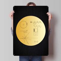 Voyager Auksinis Įrašas Metaliniai Ženklai Kosmoso Plakatai Namų Dekoras Skardos Ženklas Plokštelė Sienos Meno Dekoruoti Žaidėjo Kambario Dekoruoti 20x30cm（7.8x11.8inch） black