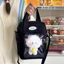 Japanese Harajuku Transparent Mini Tote Bag for Girls Kawaii Small Crossbody School Shoulder Bag Only Bag NO Pendant black