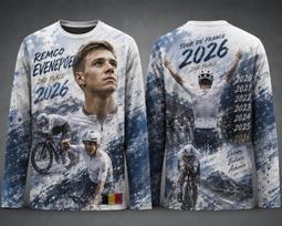 2026 m. „Tour de France“ dviračių lenktynių čempiono Tadejaus Pogačaro marškinėliai ilgomis rankovėmis, Retro grafiti 3D spaudinys, Greitai džiūstanti, kvėpuojanti sportinio sirgaliaus maikė 5XL