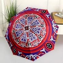 1pc Mandala Pattern Automatic Folding Umbrella - Portable Collapsible Design, 8-Rib Iron Frame, Durable Fabric yy251125075 red