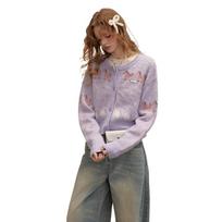 UNIFREE Pony Jacquard Brushed Knit Cardigan gray