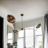 3-Arms Starburst Light Fixture Mid-Century Modern Brass Orb Sputnik Chandelier Italian Handmade Ceiling Light Stylish Home Decor gray