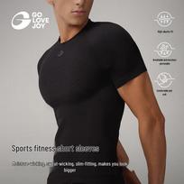 GOLOVEJOY Men's Quick-Dry Compression Short Sleeve T-Shirt M black