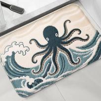 Cartoon fish bathroom anti slip mat absorbent shower carpet machine washable home decor small foot mat 50X80CM gray