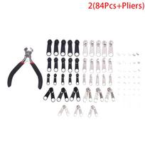 194 vnt. Užtrauktuko galvutės pakeitimas Užtrauktuko remonto rinkinys Užtrauktuko slankiklio taisymo įrankiai 2(84Pcs+Pliers) white