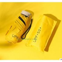 Folding Travel Umbrella 6 Ribs Mini Compact Pocket Rain Sun Umbrella Windproof Rainproof with Capsule for Daily Life UPF 50 KTB yellow