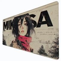 Anime Mikasa Ackerman Retro Poster Large Mouse Pad Red Scarf Vintage Newspaper Style Desk Accessories Tapis De Souris 800x400x2mm