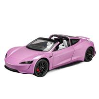1/24 Tesla Roadster Superautomobilio lydinio modelis Automobilio žaislas Metalinis lietas Garsas ir šviesa Automobilio žaislai Vaikams Transporto priemonė rožinė