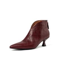 Madingi NAUJI Rudens/Žiemos Moteriški Batai Smailus Pirštas Žemas Kulniukas Batai Tikros Odos Batai Moterims Užtraukiami Aulinukai Elegantiški Modernūs Batai 34 black