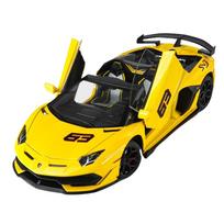 1/18 Lamborghini Aventador SVJ63 Nuimamas kabrioletas Superautomobilis Lydinio lietas modelis Automobilių dalių parduotuvė Interjero kolekcija geltona