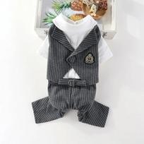 Formal Dog Suit Tuxedo for Small to Medium Dogs Prince Cosplay Costume Gentleman Puppy Apparel for Wedding Party (GRAY,S) pilka spalva
