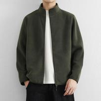 Men S Thick Fleece Stand Collar Cardigan Sweatshirt Casual 4XL žalia