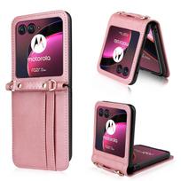 Odinis dėklas Motorola Razr 70 60 0 Ultra Moto Razr 40 Razr+ Piniginės dangtelis su dirželiu Kortelių laikiklis Coque Moto Razr 70