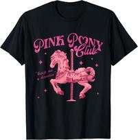 Pony and Heels Lover Pink Girls Clubs Disco Groovy 80's T-Shirt 2XL pink
