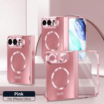 Magnetic for IPhone Duo Fold Case with Tempered Film Hinge Protective Back Cover for MagSafe Wireless Charging Shell Funda iPhone Duo