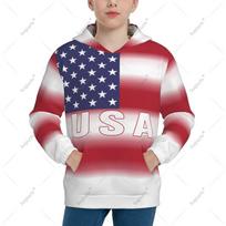 Unisex 3D Youth Hoodie USA United States American Flag Kids Boys Girls Sweatshirt Pullover Hoodies Polyester 150 blue