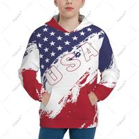 Unisex 3D Youth Hoodie USA United States American Flag Kids Boys Girls Sweatshirt Pullover Hoodies Polyester 150 blue