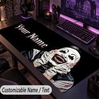 Custom Text Big Mousepad, Extended Desk Pad For Laptop Work GameTerrifier Art the Clown 40cmx90cm