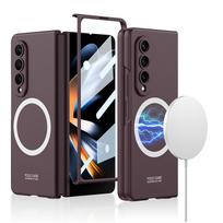 Skirtas Samsung Galaxy Z Fold 4 3 Magsafe belaidžio įkrovimo magnetinis dėklas su grūdintu stiklu itin plonu matiniu sulankstymu 5 smūgiams atspariu dangteliu For Galaxy Z Fold 3