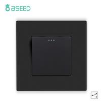 BSEED 1/2/3 klavišų mechaniniai jungikliai 2 krypčių laiptams Plius ES lizdai USB Type-c maitinimo prievadai Matinio plastiko rėmeliai Juodas EU standard black