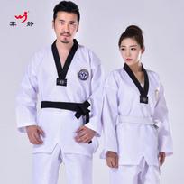 Taekwondo uniformos komplektas su siuvinėjimu, spausdinimu, diržu, baltas, raudonas, mėlynas, medvilninis Gi, treniruočių, pasirodymų, vaikams, suaugusiems L balta