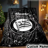Custom Name Sturm Graz Crest Emblem Throws Blanket Flannel Blankets for Couch Bed Gifts for Men Women Picnic blanket Christmas fan gifts 130cmx150cm