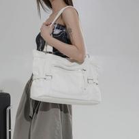 Women's Retro Motorcycle Tote, Large Soft Leather Shoulder Bag for Commuting and Versatile Use gray