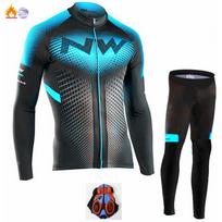 Fleece-lined Winter Cycling Bib Set Long Sleeve Thermal Jersey Road Mountain Bikes XXL