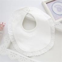 Baby Girls CottonSnap Button Bibs Cute Bow Lace Bibs Waterproof Saliva Towel balta