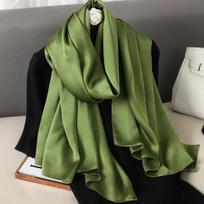 Prabangus šilkinis skara moterims Didelė skara-apklotas Galvos juosta Vienspalvis dizainas Hidžabas Paplūdimio skaros Moteriškas Foulard Echarpe Bandana One Size black