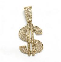 European & American Hip Hop US Dollar Pendant Necklace with Rhinestones - Exaggerated Alloy Design beige